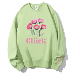 "Glück" Rundhals-Sweatshirt â€?Glück bringt innere Ruhe.