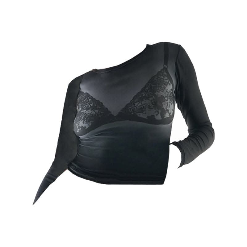 Long sleeve body print gradient crewneck contrast top-final-sale