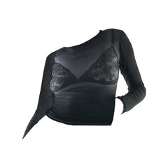 Long sleeve body print gradient crewneck contrast top-final-sale