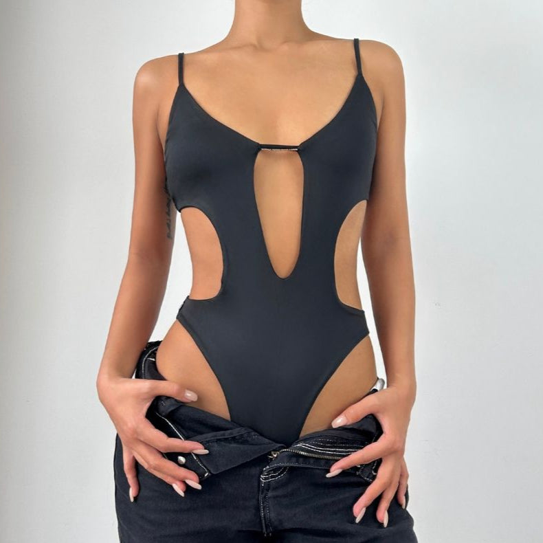 Hollow out backless cami bodysuit