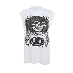 Sleeveless crewneck print top