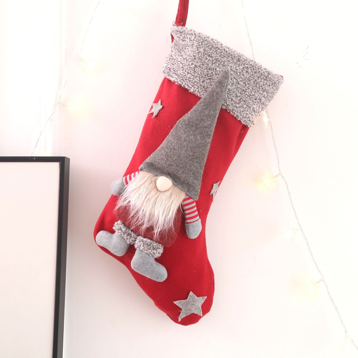 Fluffy no face doll applique socks decor