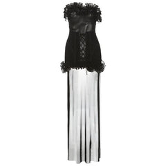 Ruffle mesh corset lace up mini dress