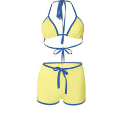Halter self tie contrast short pant set