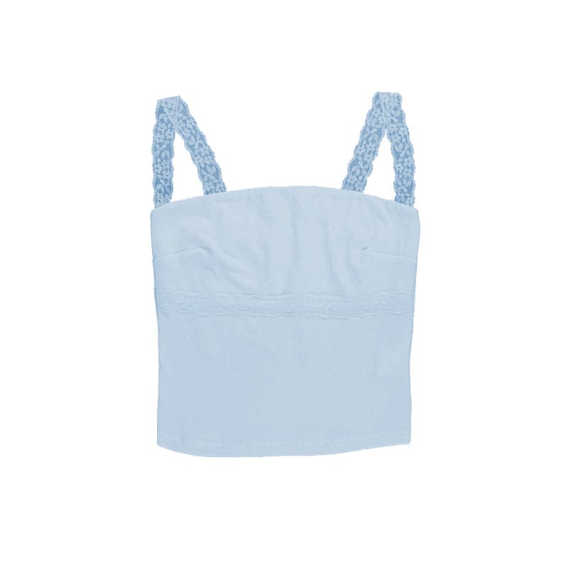 Lace hem backless solid cami top