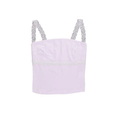 Lace hem backless solid cami top