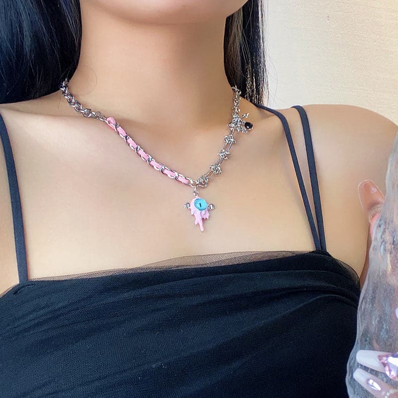 PU leather pendant chain necklace