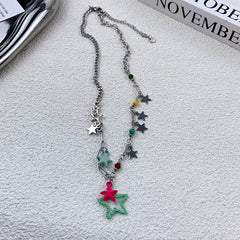 Star pendant multicolor chain necklace