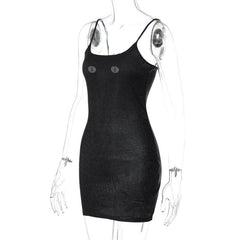 Beaded u neck backless cami mini dress