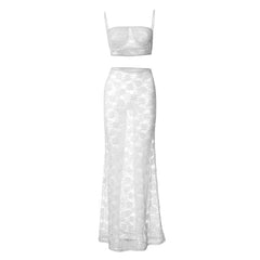 Sheer lace see through cami maxi skirt set-final-sale