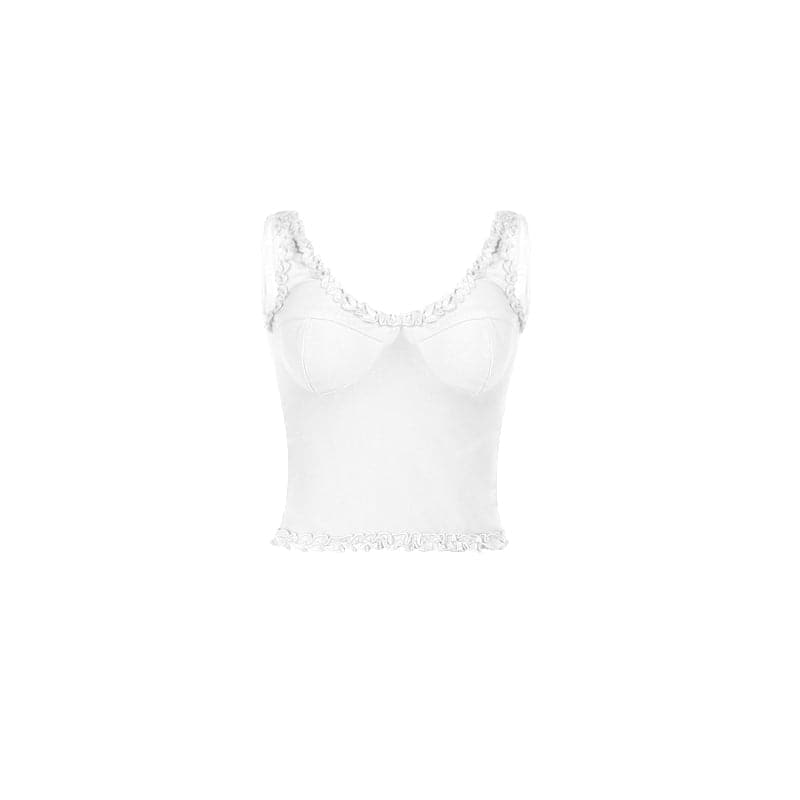 U neck ruffle backless mesh top