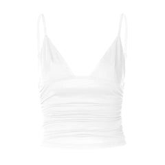 Ruched backless solid crop top