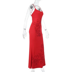 U neck flower beaded cross back cami maxi dress