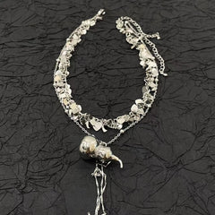 Gourd pendant glitter metal chain 2 pcs choker necklace