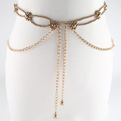Flower beaded waist chain
