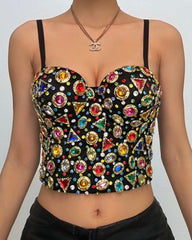 Sweetheart neck beaded padded cami top