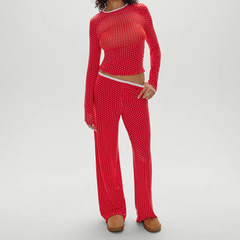 Tiger stripes print crewneck long sleeve pant set