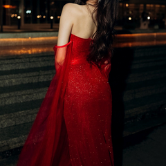 Sweetheart neck glitter backless tube maxi dress