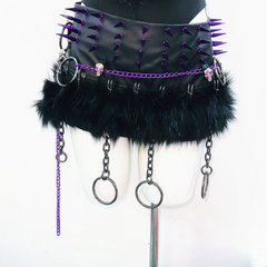 Halter skull applique rivet fluffy top