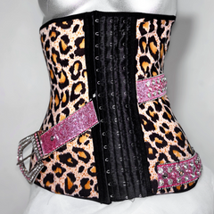 Leopard print beaded backless tube mini dress