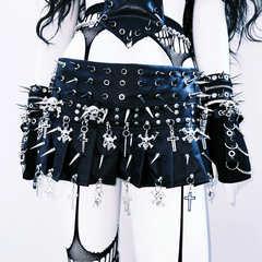 Metal chain rivet applique hollow out cut out top