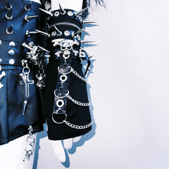 Metal chain rivet applique hollow out cut out top