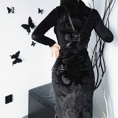 Long sleeve slit ruched irregular print midi dress