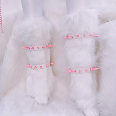 Metal chain fluffy bone applique long sleeve mini skirt set