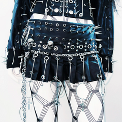 Long sleeve PU leather rivet top
