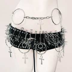 O ring metal chain rivet cami top