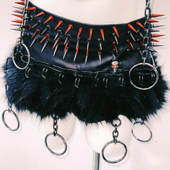 Metal chain o ring rivet applique buckle tank top