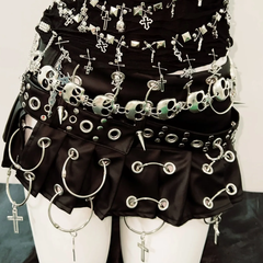 Skull applique PU leather tank top
