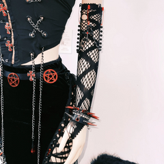 Metal chain rivet applique hollow out tube cut out top