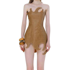 Irregular solid backless tube mini dress