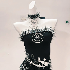 Rivet o ring skull applique tube top