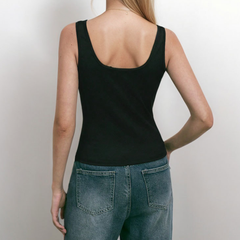 Hollow out irregular black tank cut out top
