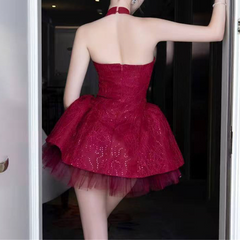 Halter square neck mesh zip-up glitter mini dress