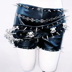 Halter hollow out rivet PU leather cut out top