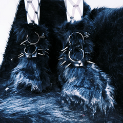 Fluffy zip-up o ring long sleeve solid top