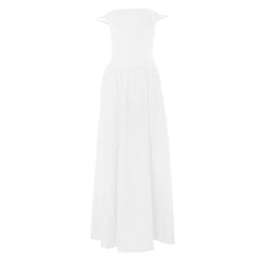 Off shoulder solid backless maxi dress