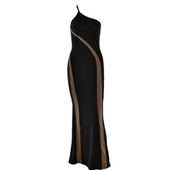 One shoulder irregular contrast cami maxi dress-final-sale