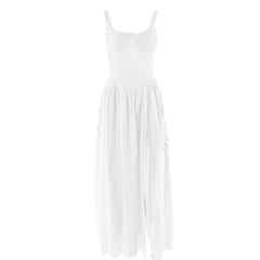 Sweetheart neck ruched textured ruffle cami maxi dress-final-sale