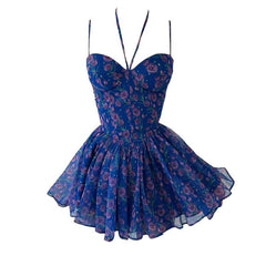 Halter sweetheart neck flower print mesh cami mini dress-final-sale