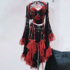 Long sleeve beaded flower applique ruffle top