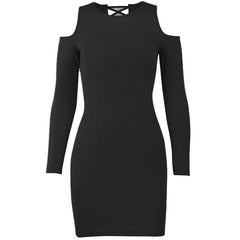 Long sleeve solid hollow out lace up self tie cut out mini dress-final-sale