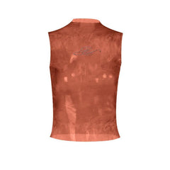 Sheer mesh beaded print crewneck sleeveless top