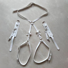 PU leather bowknot decor o ring garter belt