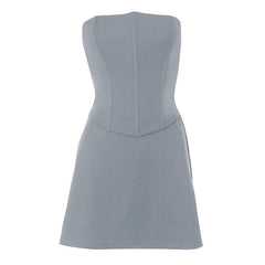 Backless corset solid tube mini skirt set-final-sale