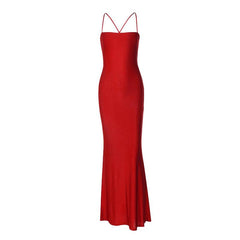 Hollow out ruched cross back cami cut out maxi dress