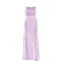 Ruched lace up backless hollow out tube cut out maxi dress